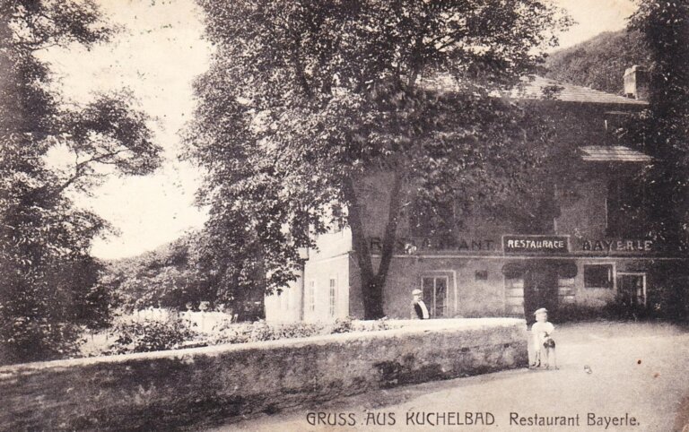 Gruss aus Kuchelbad, pozdrav z lázní Chuchle. 